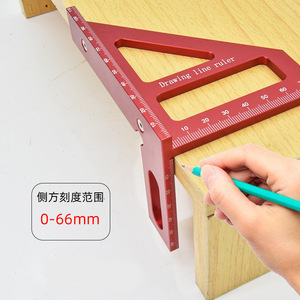 ZHCY Drawing Line Ruler 45/90 Degree Aluminum Alloy For Woodworking And Decoration - Product Image 3