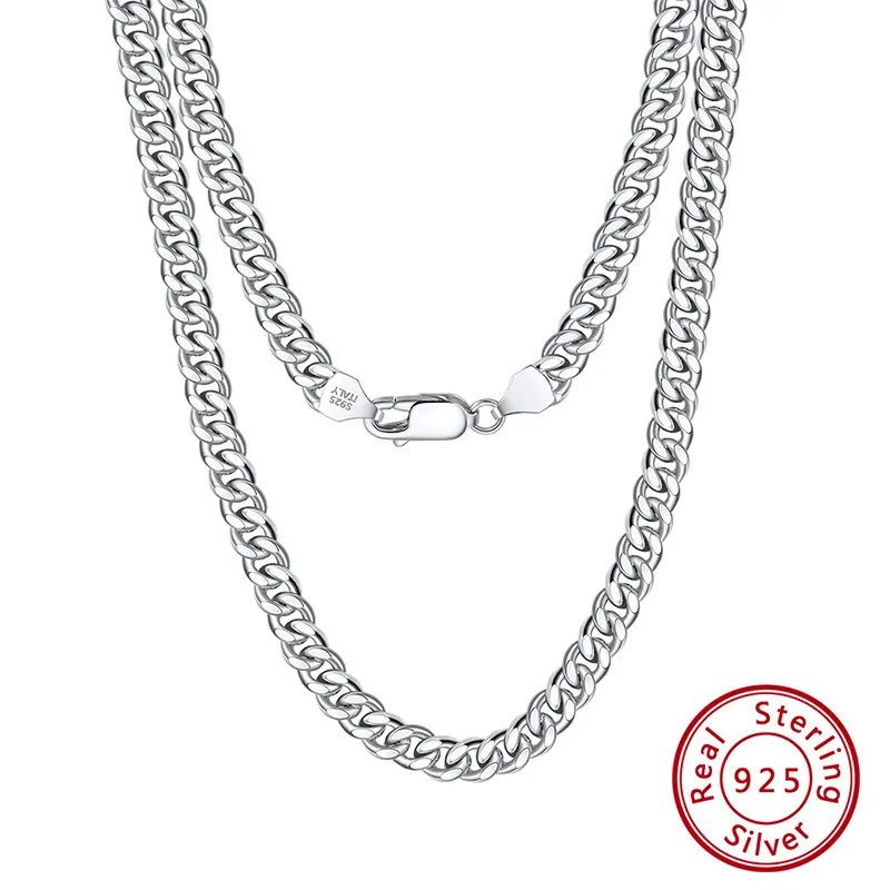 S925 Sterling Silver Jewelry Link Chains 925 Personalizado HIPHOP Satélite Curb Cubano Cruz Bola Bead Cobra Osso Caixa Cadeia Colar