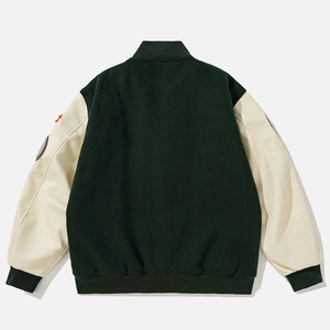 Veste universitaire verte pour homme Premium ARCROWN IMPEX avec patch brodé, col montant, doublure respirante en laine, idéale pour l'hiver - Product Image 2