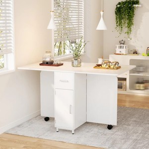 <span class=keywords><strong>Table</strong></span> à manger pliante en bois avec rangement, <span class=keywords><strong>table</strong></span> <span class=keywords><strong>de</strong></span> cuisine <span class=keywords><strong>de</strong></span> 51,2 pouces pour 2 à <span class=keywords><strong>4</strong></span> personnes, petits espaces - Product Image 1