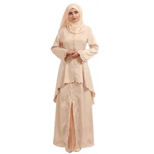 批发穆斯林女装Sari Baju Kurung印度尼西亚马来西亚2件套abaya套装连衣裙Baju Anak Murah时尚设计