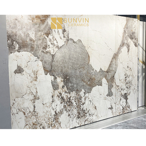 Azulejos de Porcelana Modernos de Foshan, Pandora Marrón Blanco, 3x6, Azulejo Brillante, Piedra Sinterizada con Inyección de Tinta 3D, Loseta para Pared de Dormitorio y Pasillo - Product Image 1