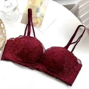 Women's Plus Size Floral Lace Seamless Sports Bra Set-<b>Yarn</b> Dyed Worsted Fabric Eco-Friendly Wire Free Adjustable Silicone Straps - Product Image 6