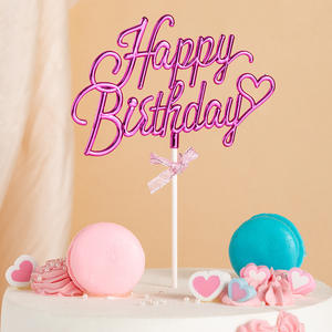 Décoration de <span class=keywords><strong>gâteau</strong></span> d'<span class=keywords><strong>anniversaire</strong></span> en plastique - Panneau 3D double face avec nœud, idéal pour la décoration de gâteaux et les accessoires de photomaton - Product Image 4