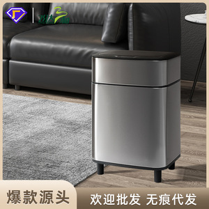 Cubo de basura automático de acero inoxidable, cubo de basura rectangular de 10L para interiores, para cocina, baño, dormitorio - Product Image 3