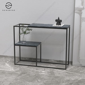 Mesa de consola de Metal Industrial, diseño convertible con espejo superior de piedra rústica para decoración de lujo para el hogar y la Oficina, entrada clásica de Villa - Product Image 5