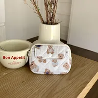 Tas Penyimpanan Kartu Mini Motif Bunga Kartun Lucu, Dompet Wanita Berlapis, Dompet Koin, Tas Tangan, Tas Makeup Lipstik