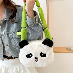 Custom New Fashion Cartoon <strong>Panda</strong> Plush Handbag Versatile Crossbody and Shoulder <strong>Bag</strong> with Button Closure for Children - Product Image 2