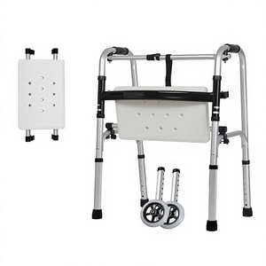 Déambulateur en alliage d'aluminium avec roues et siège réglable en hauteur pour personnes âgées, aide à la mobilité - Product Image 5