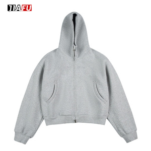 Pesi massimi uomo Streetwear personalizzato ricamo in bianco inverno di alta qualità dolcevita con Zip atletico felpe con cappuccio ampio per gli uomini - Product Image 3