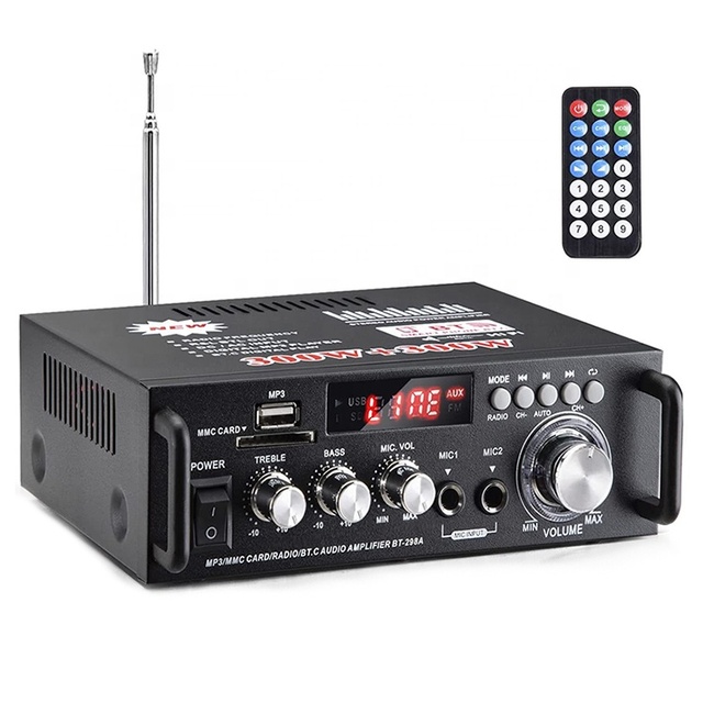 High Quality HI-FI Stereo Audio Power Amplifier Home Theater Dual Channel 300W Peak BT 5.0 Car Amplifier DC12V