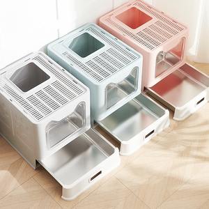 Toilettes désodorisantes en <span class=keywords><strong>plastique</strong></span> pour le nettoyage des animaux de compagnie, entièrement fermées, <span class=keywords><strong>bac</strong></span> <span class=keywords><strong>à</strong></span> <span class=keywords><strong>sable</strong></span> pour chat, accessoire de litière pour chat de qualité supérieure - Product Image 4