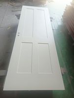 Portes intérieures pré-montées en bois, style américain, à âme creuse, apprêt blanches, HDF, 6 panneaux moulés