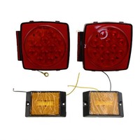 Kit d'éclairage carré LED rouge étanche 12V YH1838 - Feux stop/position/plaque d'immatriculation/feux de freinage/feux de circulation pour remorques, camping-cars, bateaux et camping-cars marins