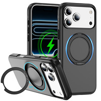 Funda Magnética Transparente de Lujo JUNBO con Anillo y Soporte para iPhone 17 18 16 15 14 Pro Max, Carcasa Antigolpes de TPU y PC