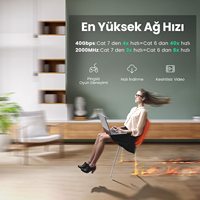 Kabel Ethernet UGREEN Cat 8 Kecepatan Tinggi 40Gbps 2000Mhz Cat8 RJ45 Kabel Jaringan Datar Terlindung untuk LAN Dalam Ruangan