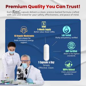 Complément alimentaire personnalisé à base de champignons pour la mémoire et la concentration, pour hommes et femmes, 150 capsules de champignons - Product Image 2