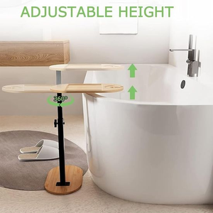 Vassoio da Bagno in Bambù dal Design Minimalista, Pieghevole, Regolabile in Altezza, <span class=keywords><strong>Tavolino</strong></span> Laterale Ecologico <span class=keywords><strong>per</strong></span> il Bagno e il Soggiorno - Product Image 4