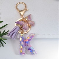 Porte-clés en forme de sac à main en gros, pendentif avec lettre capitale 26, porte-clés avec lettres anglaises, porte-clés en résine, pendentif en acrylique brillant