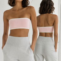 Soutien-gorge de sport bandeau pour femme avec logo personnalisé, coussinets intégrés, élastique et doux, bordure color-block