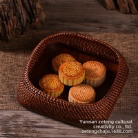 Plateau à fruits multifonctionnel en rotin tressé de style japonais, artisanat en laque, plateau créatif pour le thé et les collations, plateau de rangement du Yunnan