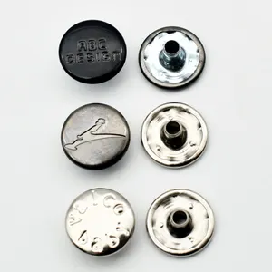 Custom Design Logo Brass Zinc Alloy 4 Parts Push Prong Press Metal Snap Button for Clothing