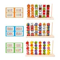 Juego de Columnas de Madera, Juego Educativo Temprano para Niños, Bloques de Apilamiento, Juguetes de Aprendizaje para Niños, Montessori 3 en 1, Juguete de Enhebrado