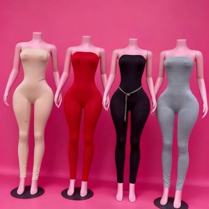 <span class=keywords><strong>Tuta</strong></span> Estiva da Donna Personalizzata con Fascia in Vita, Senza Spalline, con Spacco, Senza Maniche, Scollata sulla <span class=keywords><strong>Schiena</strong></span>, Aderente, Monospalla - Product Image 1