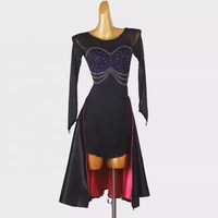 Robe de danse latine pour femmes adultes, style à franges cloutées, en soie/coton, robe de compétition pour la scène, LQ424