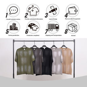 Camiseta de algodón oversize para hombre, de verano, de tejido liso, con hombros caídos, manga corta, bajo sin rematar, con efecto Monkey Wash y degradado - Product Image 5