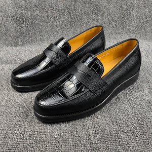 Mocasines Negros para Hombre, Zapatos Sin Cordones de Cuero con Estampado de Cocodrilo y Suela de Plataforma, Ligeros para la Oficina Diaria - Product Image 5