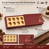 Boîte à tiroir en carton métallisé à 8 cavités pour chocolats, avec logo doré découpé, pour cadeau de Saint-Valentin - Prix usine