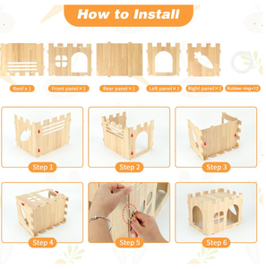 Grande casa di coniglio in legno staccabile piccolo animale da interno coniglio adulto cavia Habitat coniglietto castello nascondiglio animali domestici - Product Image 4