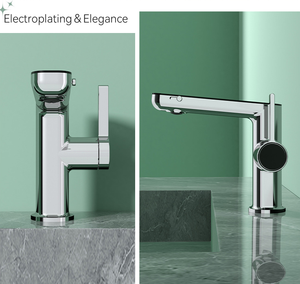 Mitigeur d'eau chaude et froide moderne à affichage numérique à LED sans contact avec robinet de lavabo avec valve en céramique pour salle de bain - Product Image 2