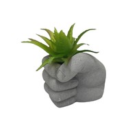 Offre Spéciale Ciment Main Forme Petit Ciment Pot De Fleur Pots De Fleurs D'intérieur Avec Plante Verte En Plastique