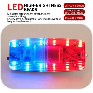 Luce di Segnalazione <span class=keywords><strong>a</strong></span> LED Ricaricabile con Clip per Spalla, Impermeabile IP68, Lampeggiante Rosso e Blu, Realizzata in Plastica Resistente - Product Image 3