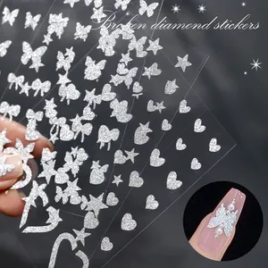 OEM 5d Nail Art Stickers Flower UV Gel Nails Sticker Glitter Gel Nail Sticker Glitter