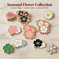 Épinglette en métal plaqué or, motif fleur de cerisier émaillée, découpe personnalisée, badge Sakura, design sur mesure pour cadeau de vacances, souvenir, vente en gros