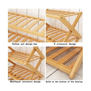 رف أحذية من الخيزران قابل للطي من Jiaxing 5 إطارات رف أحذية محمول - Product Image 5