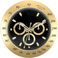 Reloj de Pared Luminoso de Lujo de 14 Pulgadas, Totalmente Metálico, para Decoración del Hogar, con Fecha