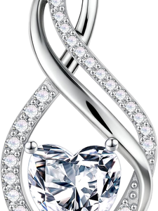 Collier en argent sterling 925 avec pendentif en moissanite taillée en cœur et bande torsadée infinie, pavé, cadeau de mariage pour femme - Product Image 4
