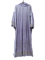 Abaya en velours à capuche pour femme, prête à être expédiée, avec broderie de fils dorés à motifs de feuilles, coupe ample, robe islamique modeste pour femmes africaines