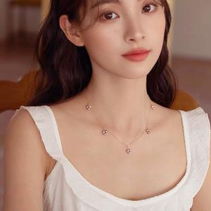 Collar de Oro de 14K Hecho a Mano Estilo Francés del Sur, Perla Natural Morada, Flor Pequeña Romántica, Cadena para Clavícula, Estilo Vintage Francés - Product Image 4