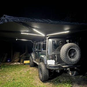 Auvent de <span class=keywords><strong>voiture</strong></span> 270 avec lumières LED, <span class=keywords><strong>poteaux</strong></span> en acier inoxydable, double couche, tissu imperméable très résistant, protection UV 50+ pour les voyages en plein air - Product Image 2