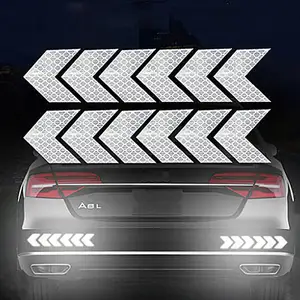 Adesivos refletivos para flechas de carro, 10 pçs/conjunto, automóveis, porta-malas, decoração, decalque, indicador de direção, universal, aviso de segurança