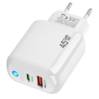 Cargador Superrápido GaN Real de 45 W con Puerto Tipo-C + USB-A, PD45W, Compatible con Carga de Portátiles