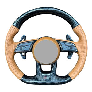 Volant en cuir et fibre de carbone avec inserts en Alcantara pour <span class=keywords><strong>Audi</strong></span> R8 TTRS C6 C7 S7 S4 A4 B8 RS3 SQ5 S5 B9 A6 C8 A3 <span class=keywords><strong>2018</strong></span> - Product Image 3