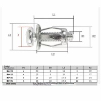 Boulons d'expansion à fente croisée en fer zingué de haute qualité, design tchèque, avec écrou à pétale M3, lot de 4 boulons premium