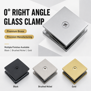 Solid Brass 0 Degree Glass <b>Clamp</b> Square Shower Door Fixed <b>Clip</b> for 8-12mm Tempered Glass Partition - Product Image 2