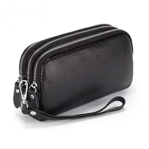 Genuine Leather Wallet Zipper <strong>Card</strong> Holder with Short Length and Polyester Lining Girls Purses Clutch Bag Ladies Purse Coin Pouch - Product Image 1